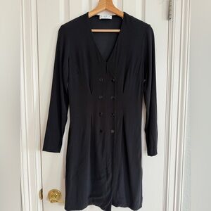 Sandro Black Long-Sleeve Double-Breasted Wrap Dress